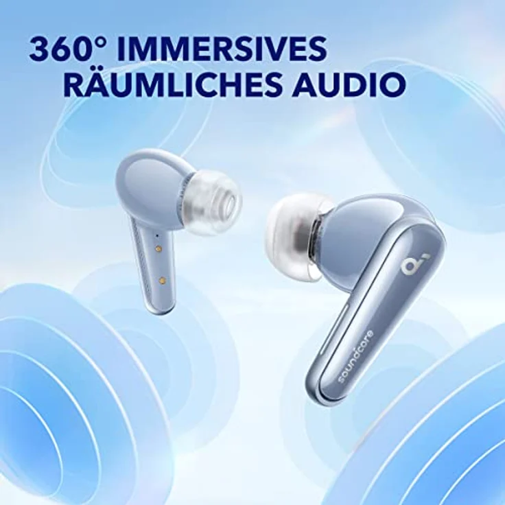 soundcore by Anker Liberty 4, Bluetooth In-Ear Kopfhörer mit Noice Cancelling (ANC), ACAA 3.0, Duale dynamische Treiber für Hi-Res Premium Klang, Spatial Audio, Herzfrequenzsensor(blau) – Bild 3