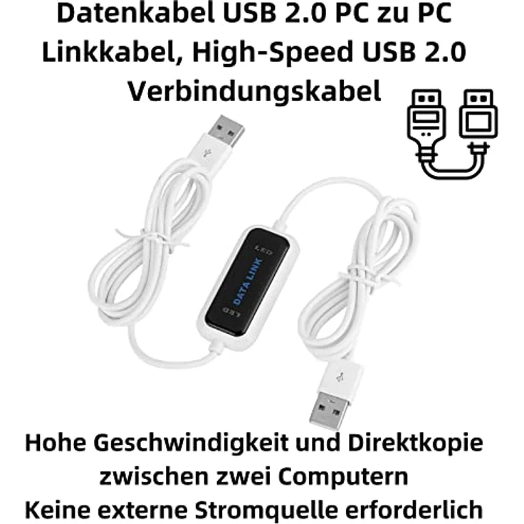P79C Datenkabel High-Speed USB 2.0 auf USB 2.0 PC Kopie Kabel Multimedia Sync Transfer Datenübertragungskabel, PC zu PC linkkabel 160cm (Achtung: nur für Windows System) - Preisvergleich – Bild 2