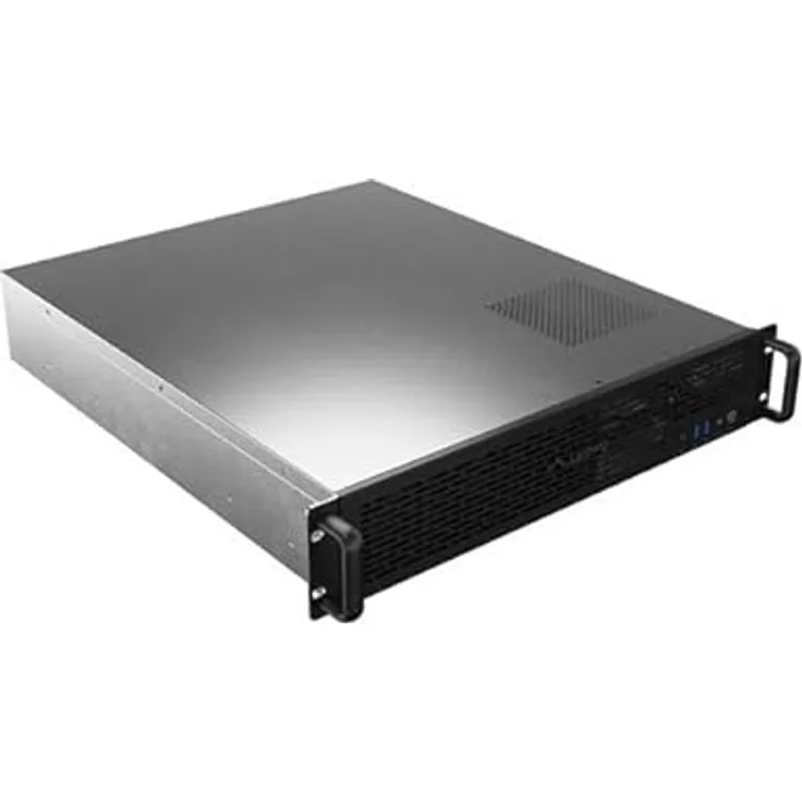 Lanberg SC01-5202-12B, 2U Rack Servergehäuse in Schwarz, 3 Lüfter, Unterstützung für HDD+SSD, 430 mm x 520 mm