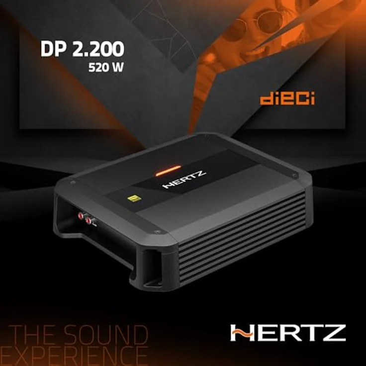 Hertz DIECI DP 2.200 2-Kanal Verstärker, 80 W x 2 RMS, Class-AB-Technik, integrierte Hoch- und Tiefpassfilter – Bild 3