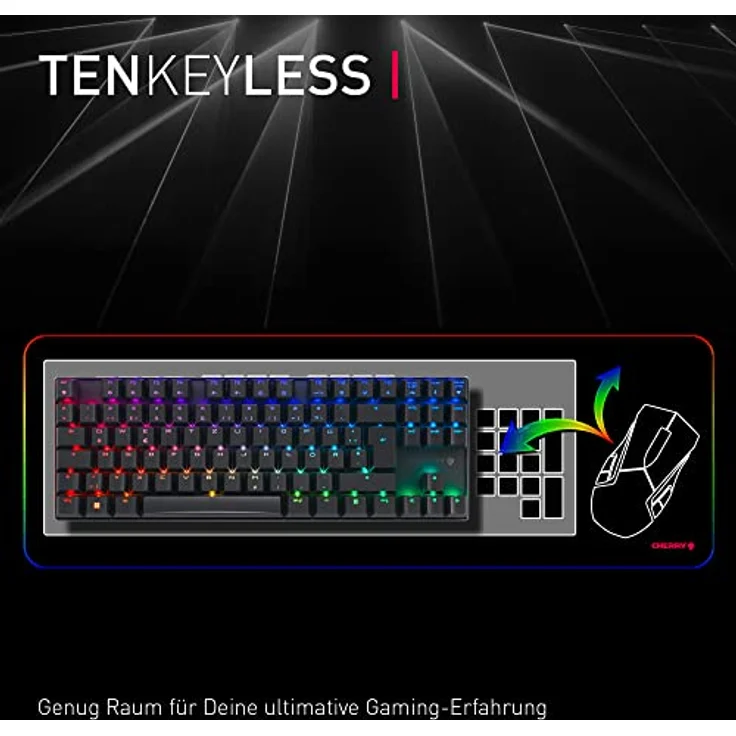 CHERRY MX 8.2 TKL Wireless, kabellose mechanische Gaming-Tastatur ohne Nummernblock, Deutsches Layout (QWERTZ), RGB-Beleuchtung, inkl. Metallkoffer für Transport, MX Brown Switches, schwarz – Bild 4