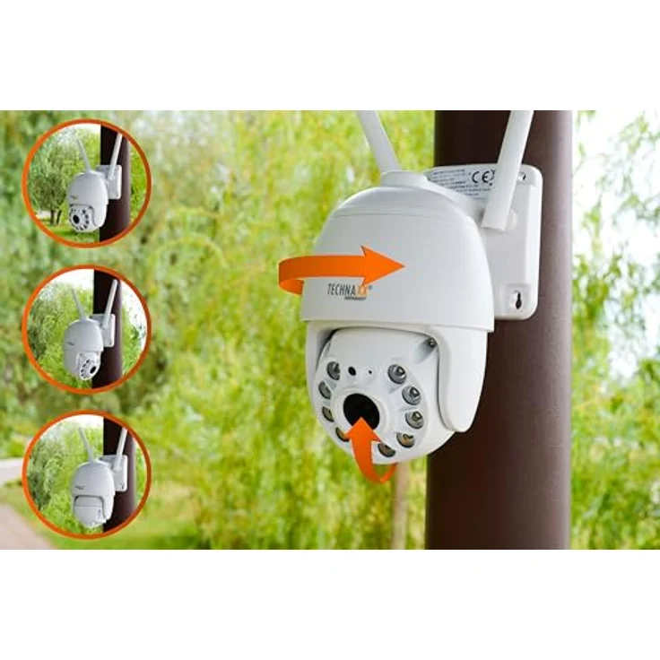 Technaxx FullHD Aussen Überwachungskamera IP66 mit Bewegungsmelder bis zu 15 m, FullHD-Videoauflösung, Nachtsicht IR, Rotationswinkel 355° & 90° - 3MP WiFi PT Dome Kamera TX-192 – Bild 5