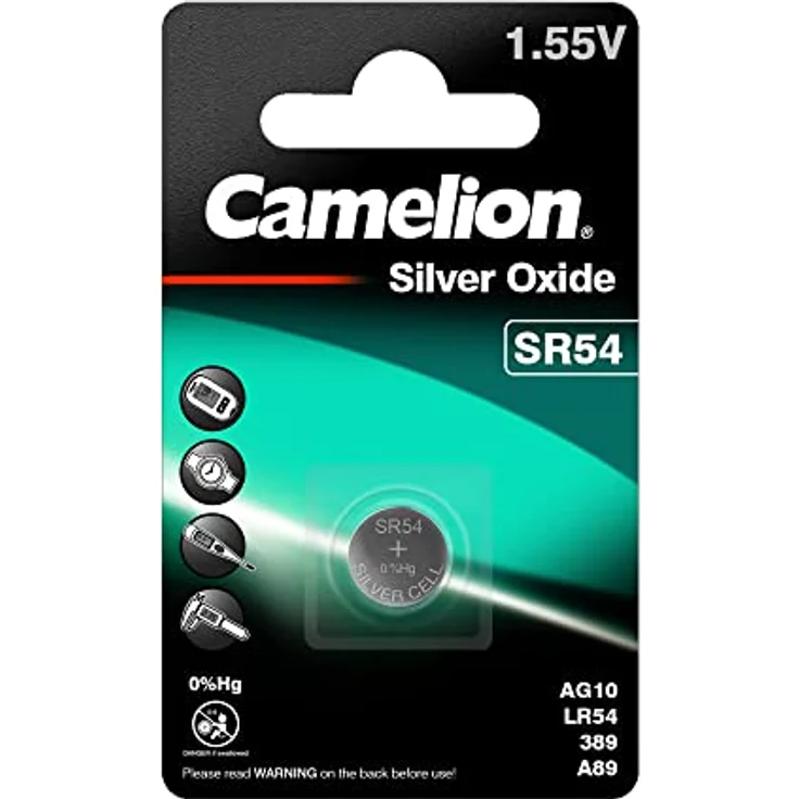Camelion SR54 Knopfzelle, Silberoxid 1,55 V, 1 Stück, "No Mercury" – Bild 1