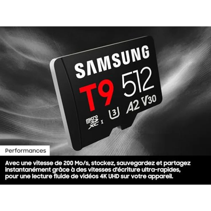 Samsung T9 microSD-Karte MB-MH512T/WW, 512 GB, UHS-I U3, 200 MB/s Lesen, 130 MB/s Schreiben, wasserfest, schwarz – Bild 5