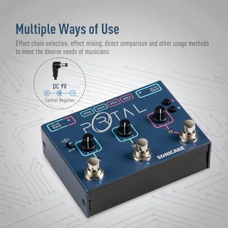 SONICAKE Portal Active Signal Mixer, Analog Line Selector ABY und FX Loop mit 3 Kanälen, True Bypass, 9V Pedalversorgung – Bild 2