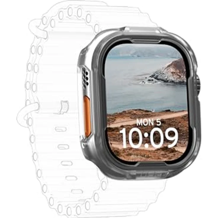 URBAN ARMOR GEAR Scout Case für Apple Watch Ultra/Ultra 2 (49mm) – Sturz- und stoßsichere Hülle nach US-Militärstandard, Displayschutz, translucente Ice-Farbe – Bild 4