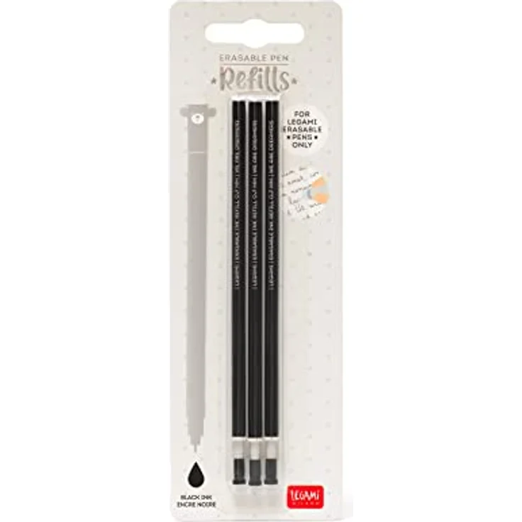 Legami Gelschreibermine Erasable Pen, REFEP0004, löschbar, Strichbreite 0,7mm, schwarz, 3 Stück – Bild 3