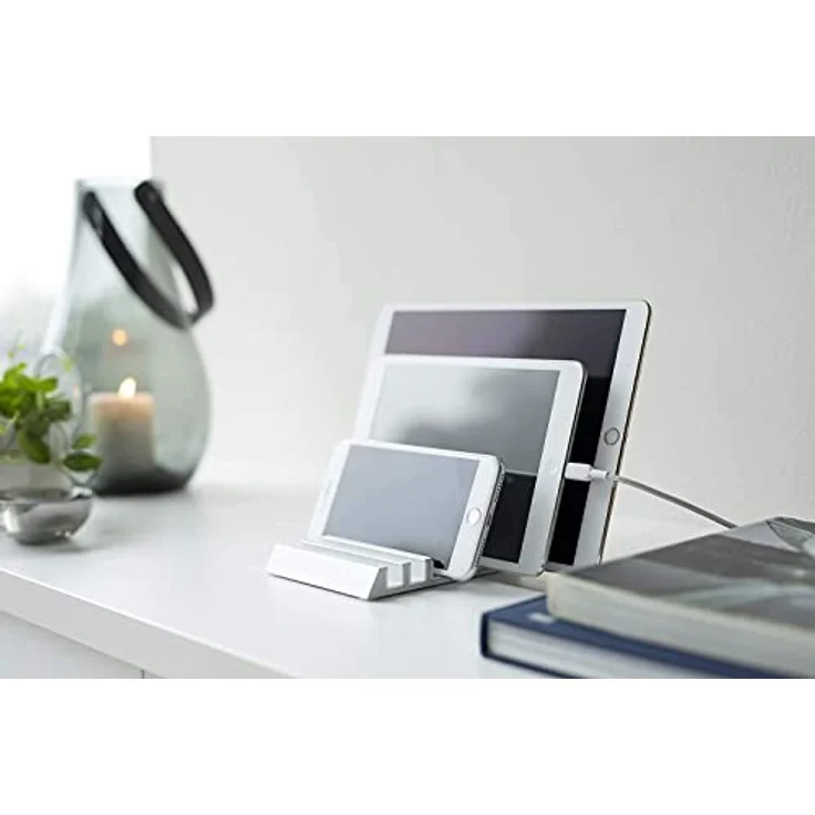 Yamazaki 5274 TOWER Tablet-Ständer, weiß, Aluminium/Silikon, minimalistisch, 10 x 13 x 1.8 cm – Bild 2