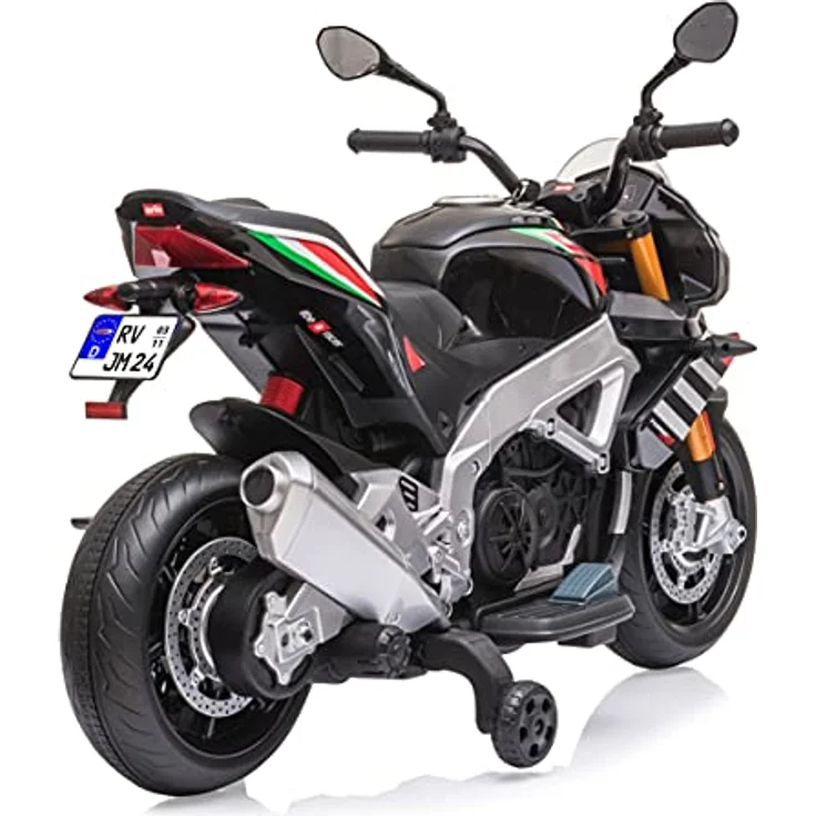 Ride-on Aprilia Tuono V4 1100 RR Italy Design 12V - ab 3 Jahre, Sitzhöhe 450 mm, Stützräder, Musik/ MP3/ USB, 2-Gang, leistungsstarker Motor/Akku 4,5Ah, LED,Batteriespannungsanzeige – Bild 4