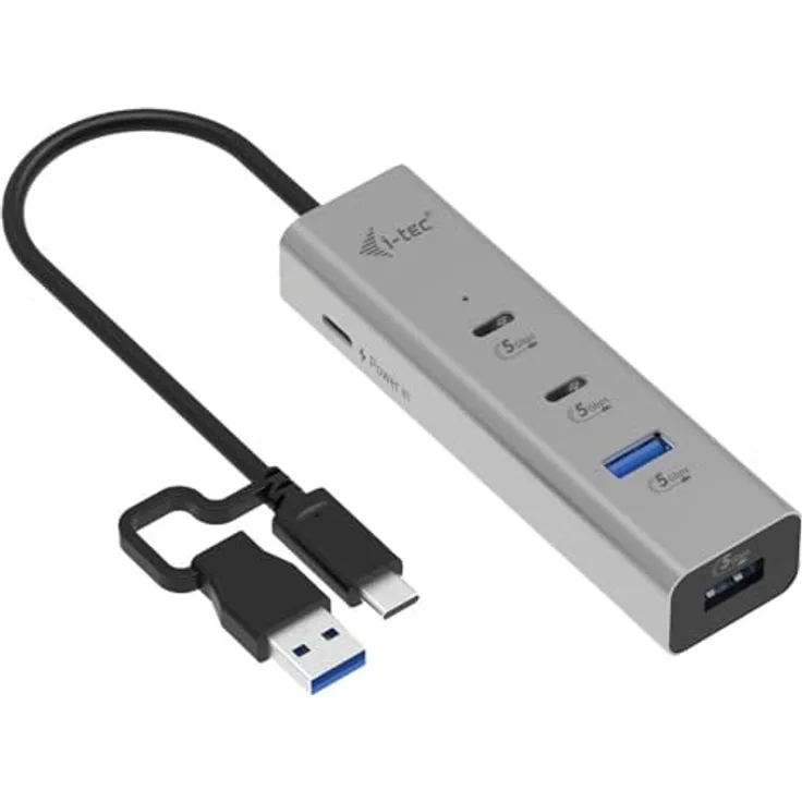 i-tec CAHUBMETAL2A2CPD, USB-Hub mit USB Typ C und USB Typ A Anschluss, Metallgehäuse