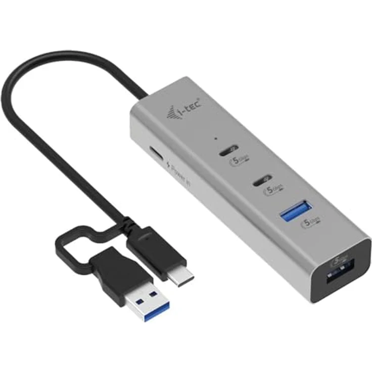 i-tec CAHUBMETAL2A2CPD, USB-Hub mit USB Typ C und USB Typ A Anschluss, Metallgehäuse