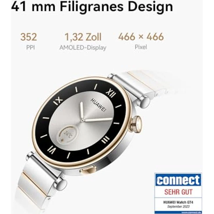 Huawei Watch GT 4 41mm Smartwatch, Filigranes Design, Bis zu 7 Tage Akkulaufzeit‌, Erweitertes 24/7 Gesundheitsmanagement, Kalorienmanagement, Kompatibel mit Android und iOS, Gold – Bild 2