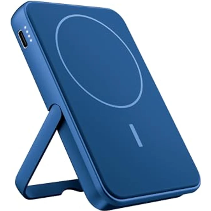 Fresh 'n Rebel Wireless Magnetic Powerbank 5000mAh, MagSafe-kompatibel, PD 20W Schnellladung, USB-C Port (in/Out), mit Ständer, True Blue – Bild 1