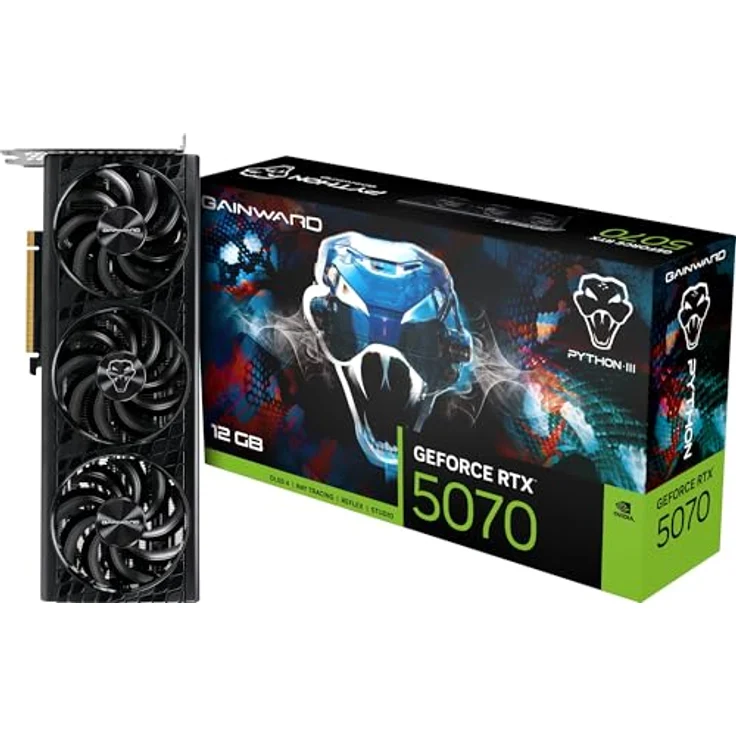 Gainward GWD RTX 5070 Python III 12GB GDDR7 Grafikkarte, Next-Gen, PCI Express 5.0, aktive Kühlung, HDMI/DisplayPort, Gainward Blue – Bild 1