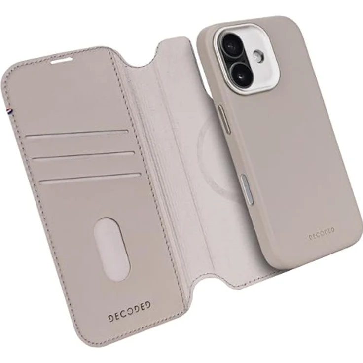 Decoded Leather Detachable Wallet für Apple iPhone 17, 2-in-1 Handyhülle aus handgefertigtem Vollnarbenleder, Beige, MagSafe-kompatibel mit Kartenfächern – Bild 2