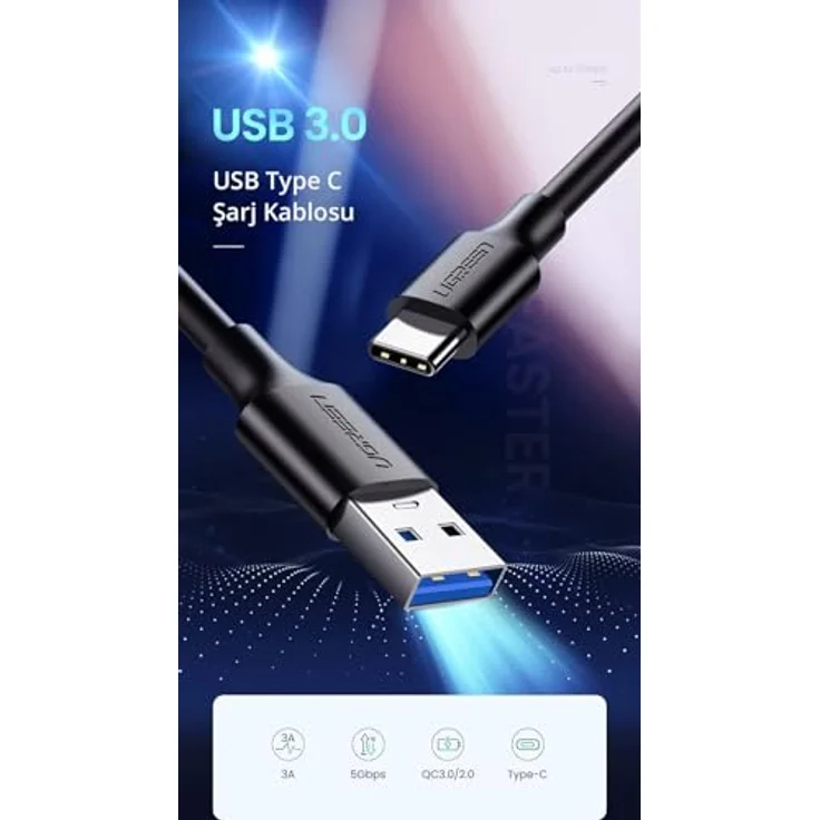 UGREEN USB 3.0 Type-C Data und Ladekabel 50cm, hochwertig, kompatibel mit all Type-C Geräten – Bild 3