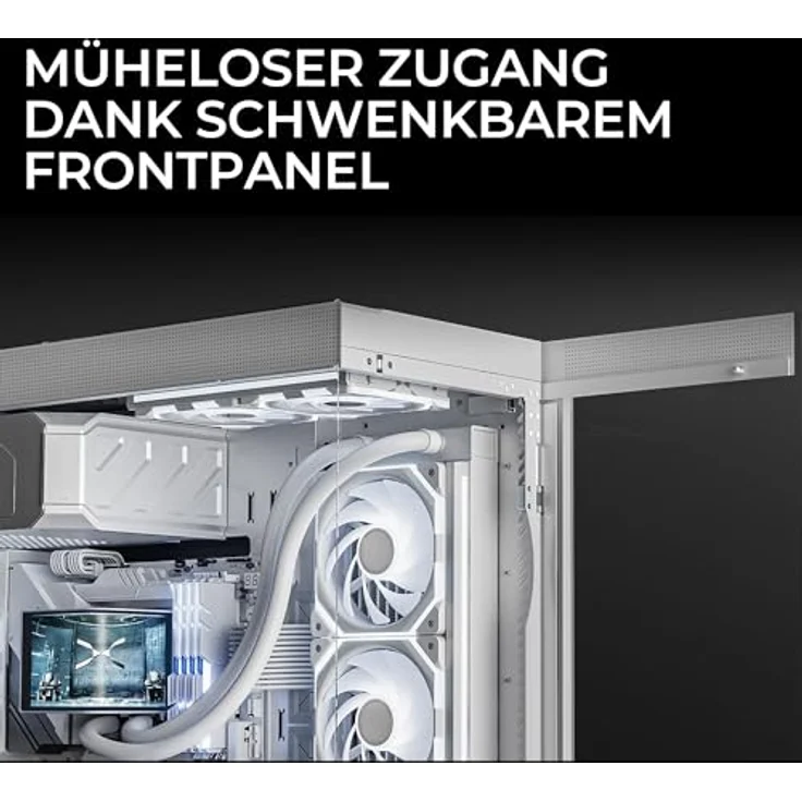 TRYX LUCA L70 PC-Gehäuse, Midi-Tower, E-ATX, Tempered Glass - weiß, Showcase-Gehäuse mit gebogenem Glas, Platz für bis zu neun Lüfter und Mainboards bis E-ATX – Bild 4