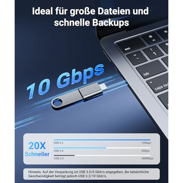 Syntech USB-C auf USB Adapter (2 Stück), Type-C auf USB 3.0 OTG, Spacegrau, kompatibel mit iPhone 17/16 Pro Max, MacBook Pro/Air, iPad, iMac, 5 Gbit/s Geschwindigkeit – Bild 3