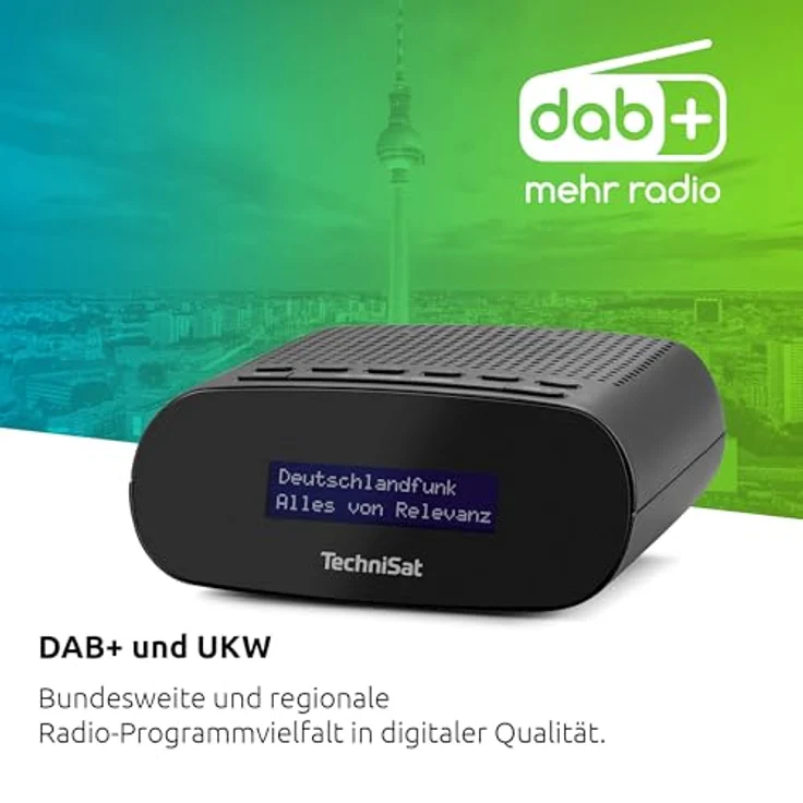 TechniSat TECHNIRADIO 50 - Kompakter Radiowecker (DAB+, UKW Wecker mit großem LCD-Display, Dual-Alarm, Kopfhöreranschluss, 1 Watt, USB-Netzteil) schwarz – Bild 5