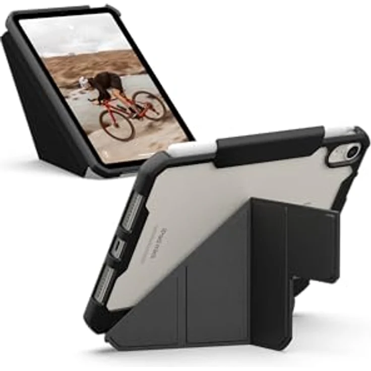 URBAN ARMOR GEAR Essential Armor Folio für Apple iPad mini (A17 Pro - 7. Generation 2024, 6. Generation 2022), Hülle mit Wake/Sleep-Funktion, Apple Pencil Halter und Standfunktion, schwarz (transparent) – Bild 1