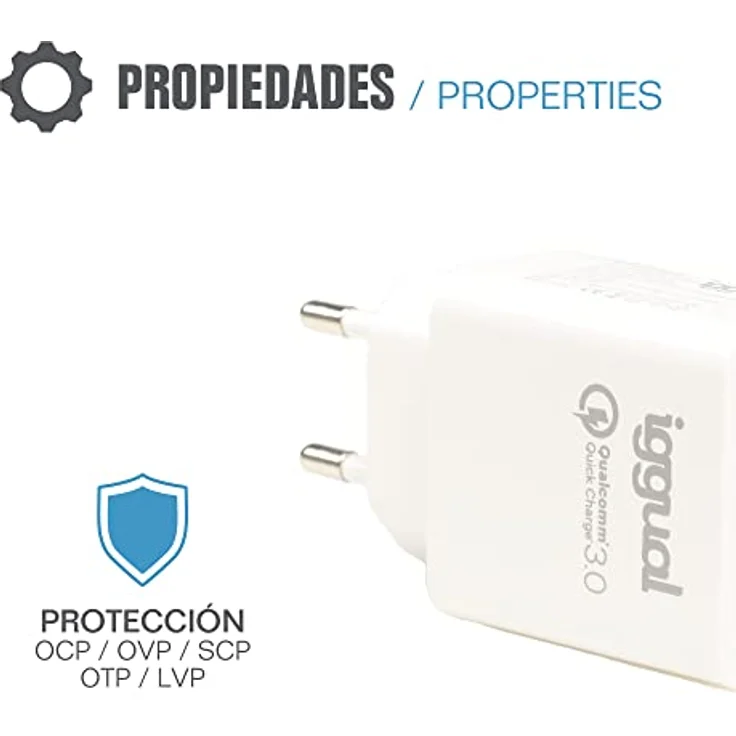 iggual Cargador Doble USB QC3.0 + Tipo C PD 20 W, Hochwertiges Handy-Ladegerät mit 2 Jahren Garantie gegen Fabrikfehler – Bild 4