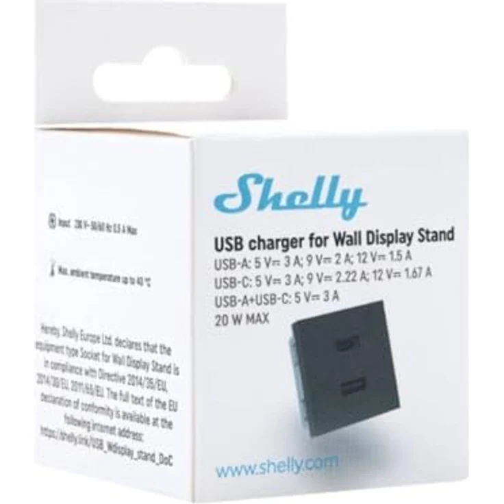 Shelly Power Adapter - USB-C USB, Netzteil mit 3 A, 2 Ausgängen, Schwarz – Bild 3