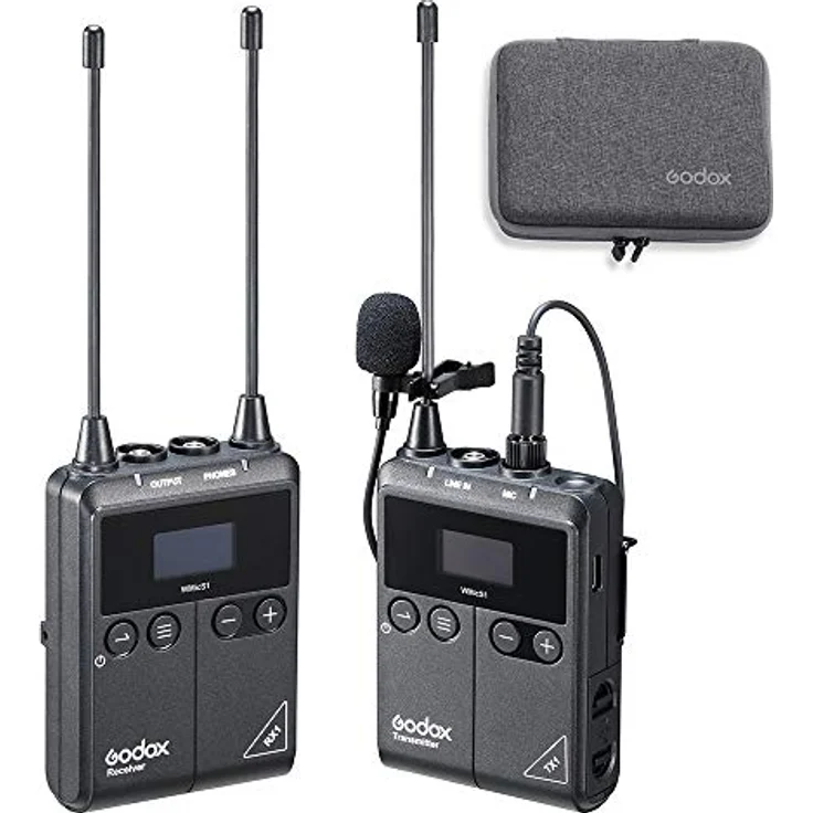 GODOX WMicS1 kit1 Drahtloses Omni Lavalier-Mikrofonsystem für die Kamerahalterung, UHF 96-Kanäle, Echtzeit-Audiomonitor, Arbeitsbereich bis zu 100 m, HD-OLED-Display, spiegellose/DSLR-Kameras – Bild 1
