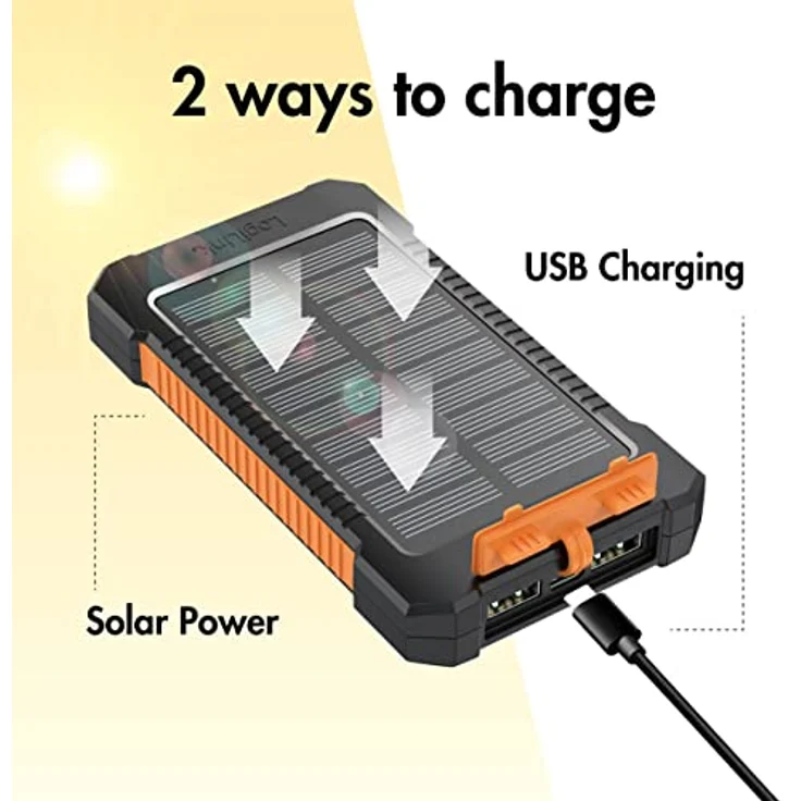 LogiLink Solar-Powerbank 8000 mAh orange Powerbank – Bild 4
