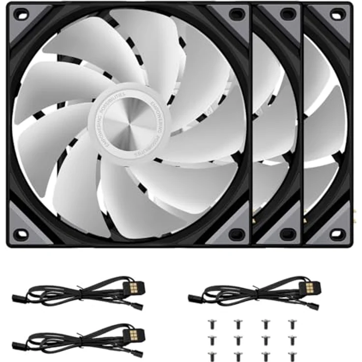 TRYX ROTA SL ARGB Reverse Lüfter, 3er-Pack 120mm, schwarz, FDB-Lager, 116,28 m³/h Durchsatz, 28,87 dB(A) Lautstärke – Bild 2