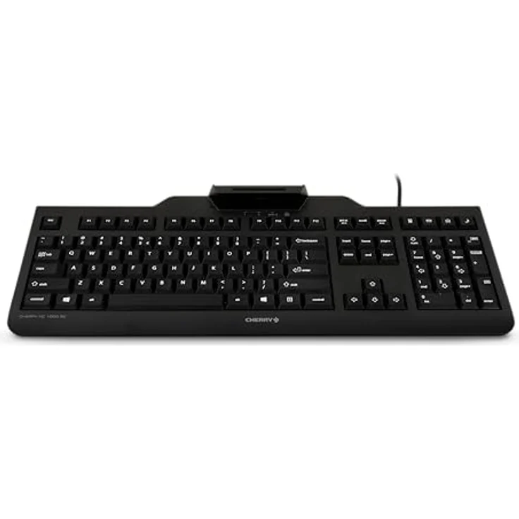 CHERRY KC 1000 SC, Kabelgebundene Security-Tastatur mit integriertem Kartenleser, US-Layout (QWERTY), Plug & Play (USB-A), Flaches Design, Schwarz – Bild 3