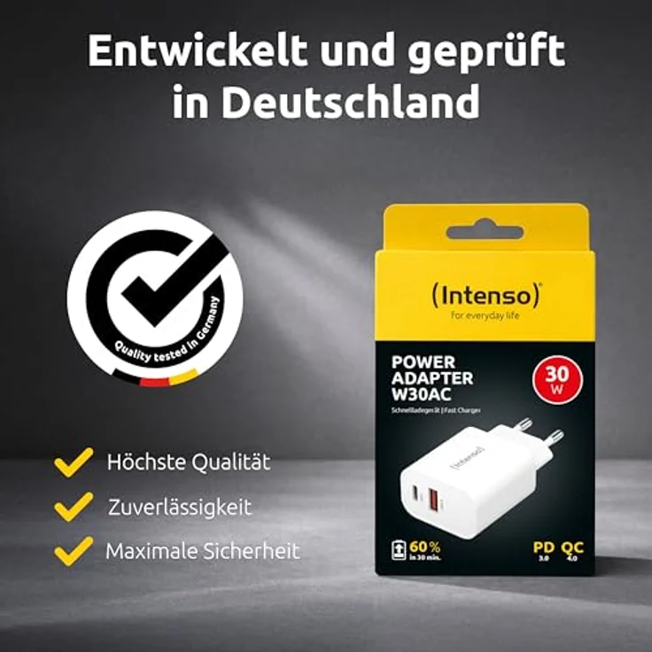 Intenso Intenso Power Adapter 30W, USB-A und USB-C Induktions-Ladegerät für schnelles und effizientes Laden – Bild 8