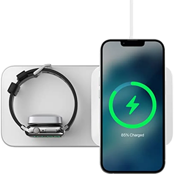 NOMAD Base One Max 3:1 with Magsafe | kabellose Qi-Ladestation | MagSafe | bis zu 15 Watt| inklusive Ladekabel | hochwertige Materialien, Silber, (NM01310785) – Bild 3