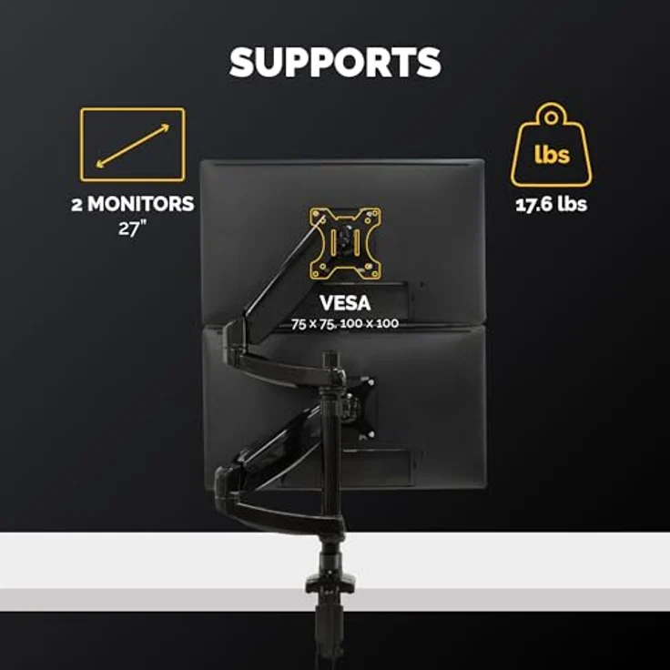 Fellowes 8043401 Platinum Series vertikaler Doppelarm, drehbar, schwenkbar, neigbar – Bild 2