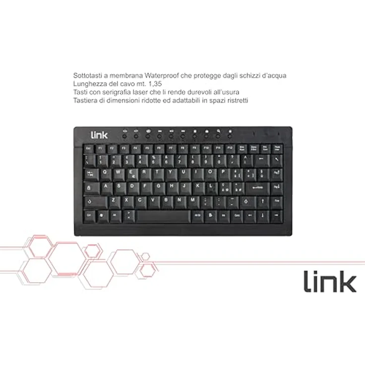 Link LKTAST04 Mini-Tastatur, Multimedia USB [italienisches Layout] – Bild 4