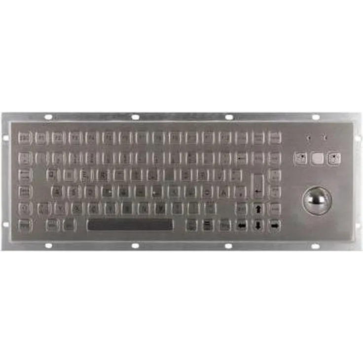 Joy-it IPC Keyboard 02, Kabelgebundene QWERTZ-Tastatur mit IP65/NEMA 4X Schutz, Silber, integrierter Trackball, 83 programmierbare Tasten