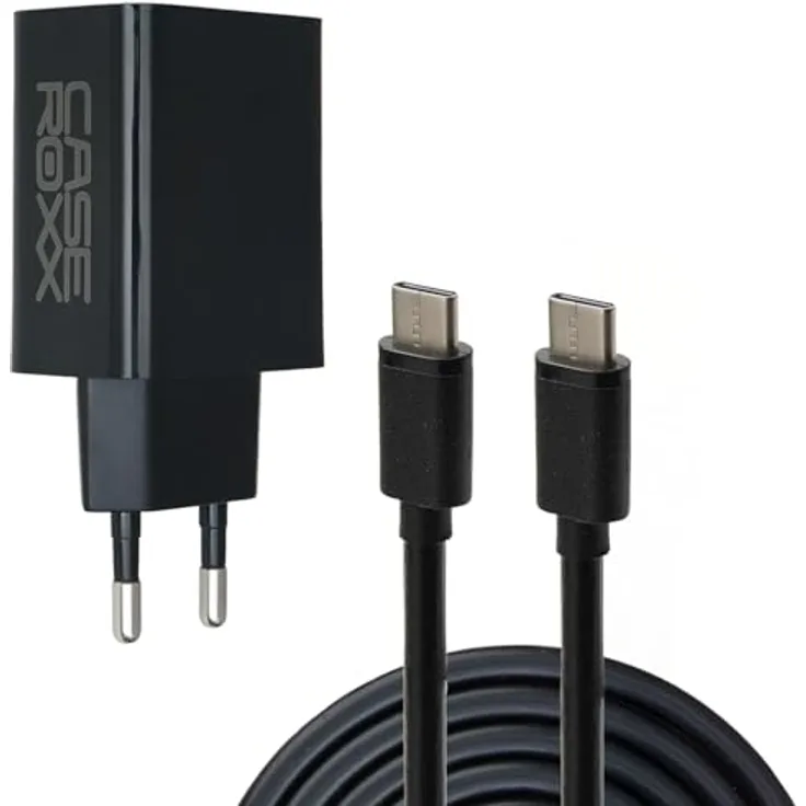 caseroxx 20W USB Type-C Power Delivery Ladegerät mit 100 cm Kabel, passend für Teufel Boomster 4, Boomster Go, Rockster Go 2, schwarz