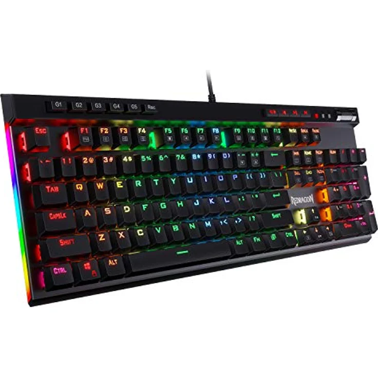 Redragon K580 VATA RGB LED Mechanische Gaming Tastatur mit Hintergrundbeleuchtung 104 Tasten Anti-Ghosting mit Makrotasten und Dedizierten Mediensteuerelementen (Blaue Schalter) – Bild 2