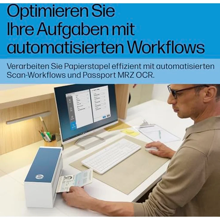 HP ScanJet Pro 4200 s1, ADF Duplex-Scanner für A4 mit 600 DPI, 40 ppm, Blau und Weiß – Bild 9