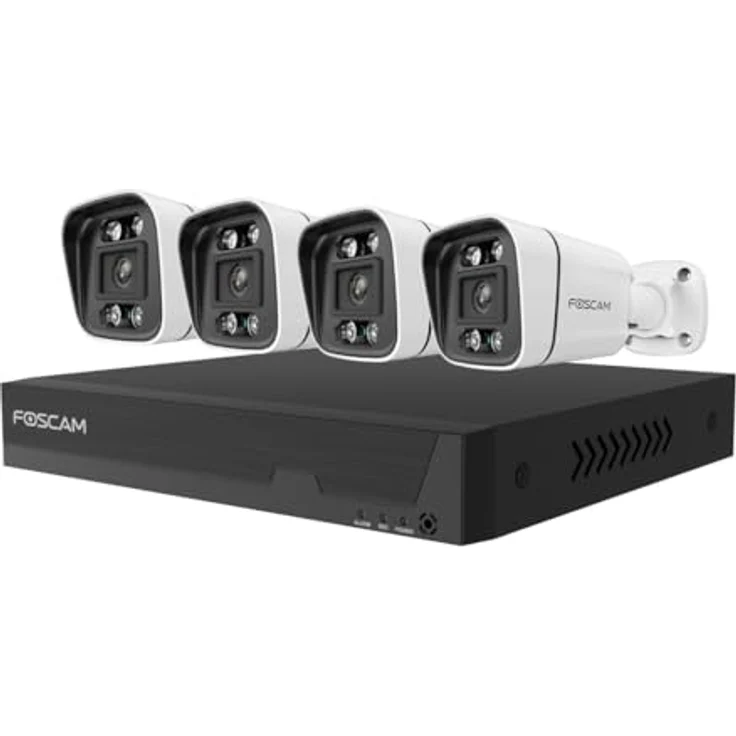 Foscam FNA108E-B4-2T 8-Kanal 4K 8 MP PoE Videoüberwachungsset in Weiß mit 4x Überwachungskamera, 2 TB HDD, Zwei-Wege-Audio und Alarmsirene – Bild 2