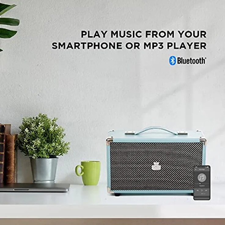 GPO Westwood 25-Watt -Lautsprecher mit Subwoofer , Cinch-Eingang und Bluetooth - Blau – Bild 9
