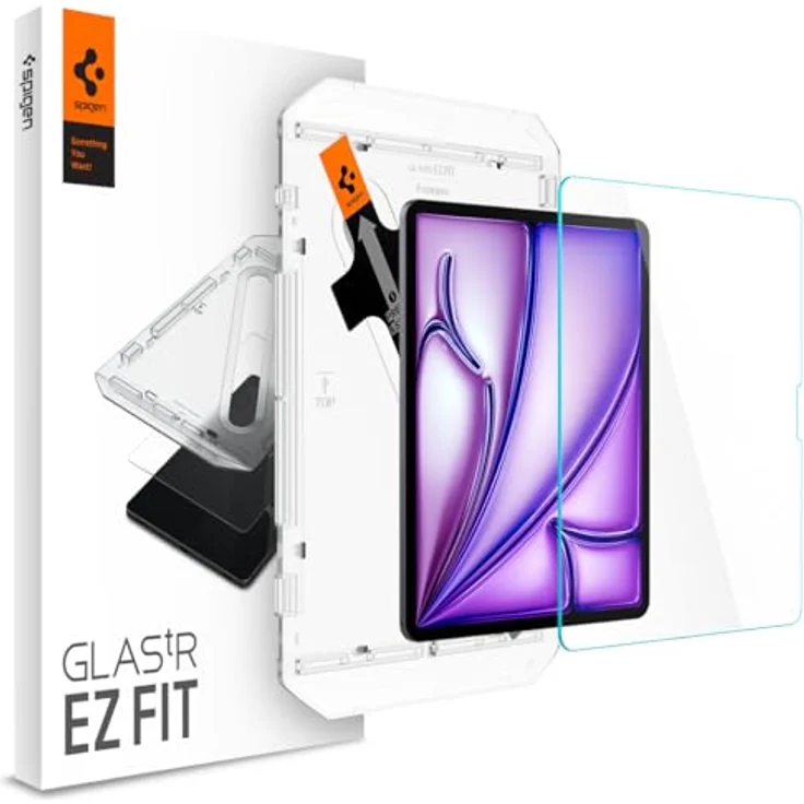 Spigen Glas.tR EZ Fit Schutzglas kompatibel mit iPad Air 13 Zoll M2 (2024), Installationsschablone, Kristallklar, 9H Folie – Bild 1