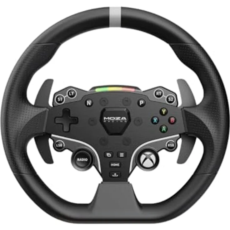 Moza Racing MOZA ES-Xbox Steering Wheel, originalgetreuer Racing-Look, integrierte Schaltanzeige, Aluminium und Leder, 280 mm, schwarz