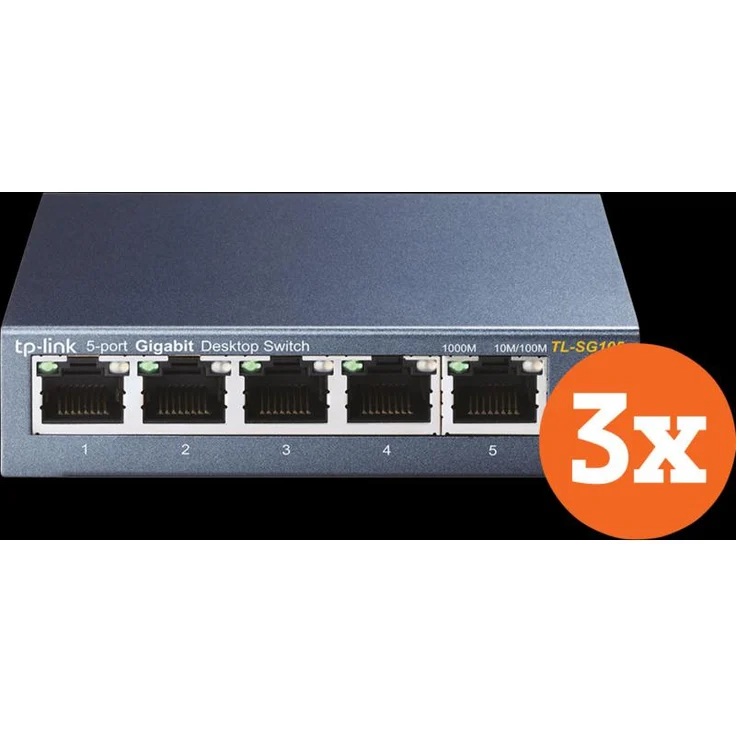 TP-Link TL-SG105 3er-Pack, Netzwerk Switch mit 5 Ports und 1 Gbps Geschwindigkeit, Plug-and-Play