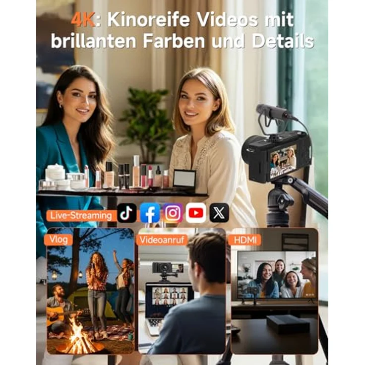 Rollei Compactline 10x, 64 MP Digitalkamera mit 4K und Flip Screen – Bild 4