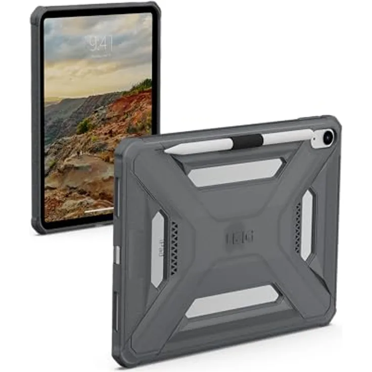URBAN ARMOR GEAR Scout LT Case für Apple iPad 10.9 / iPad 11, grau transparent, mit Apple Pencil Halterung und verstärkten Ecken, Militärstandard Schutz