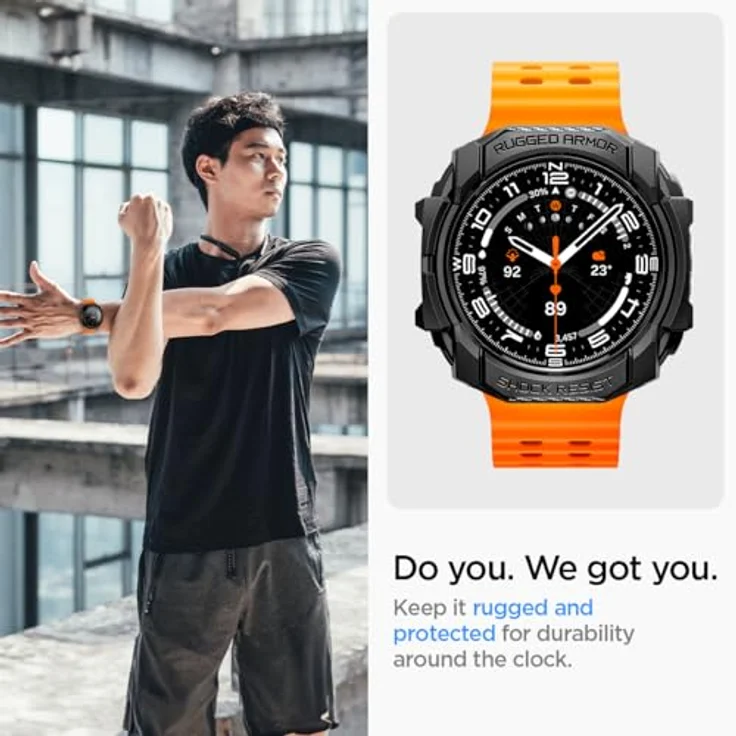 Spigen Rugged Armor Hülle Kompatibel mit Samsung Galaxy Watch Ultra 47mm (2024) - Matt Schwarz, Kratzerabwehr und verstärkter Bildschirmschutz – Bild 3