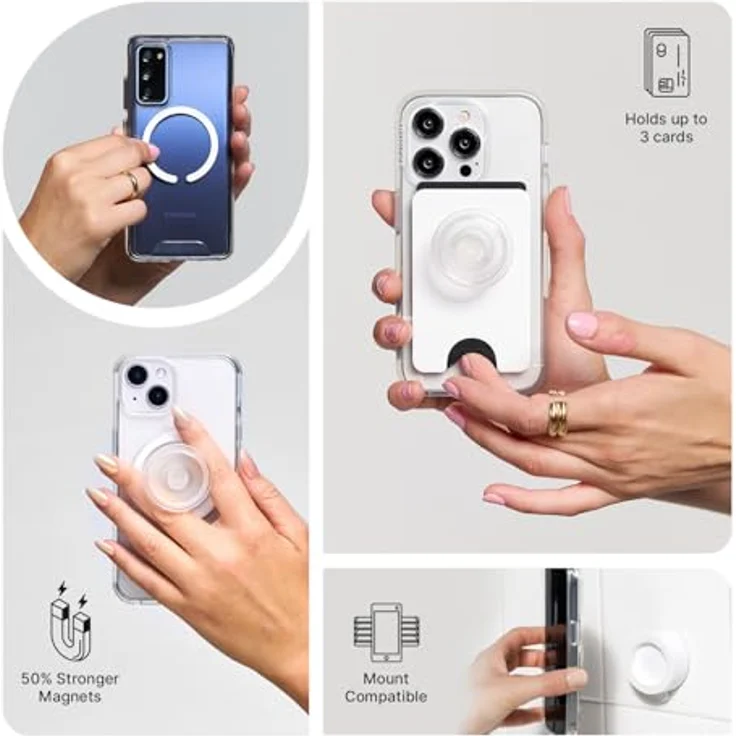 PopSockets PopGrip Alu Triangle Knurl MagSafe, Smartphone Halterung mit magnetischem Adapterring, schwarz – Bild 7