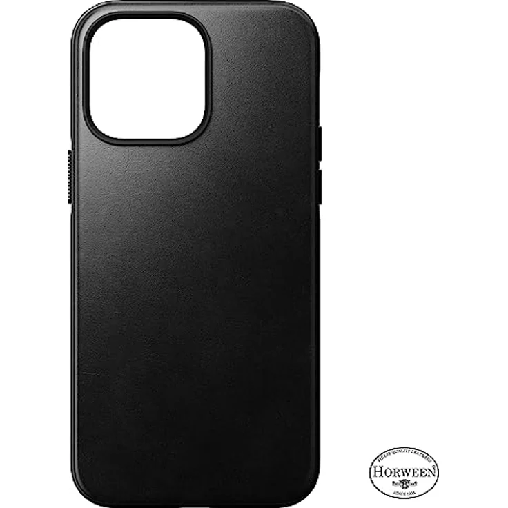 Nomad Moderne Lederhülle für iPhone 14 Pro Max - Horween Leder, 360° erhöhte Kanten TPE Bumper, 3 m Fallschutz, Mag Safe & Wireless Charging (Schwarz) – Bild 4