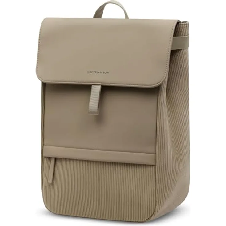 Kapten & Son Fyn Cord Backpack, Freizeitrucksack mit Laptopfach, 13L, wasserabweisendes Material, Dusty Khaki