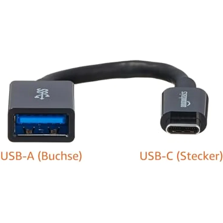AmazonBasics - Adapterkabel, USB-Typ-C-Stecker auf USB-Buchse, USB 3.1, 1. Generation, Schwarz – Bild 2